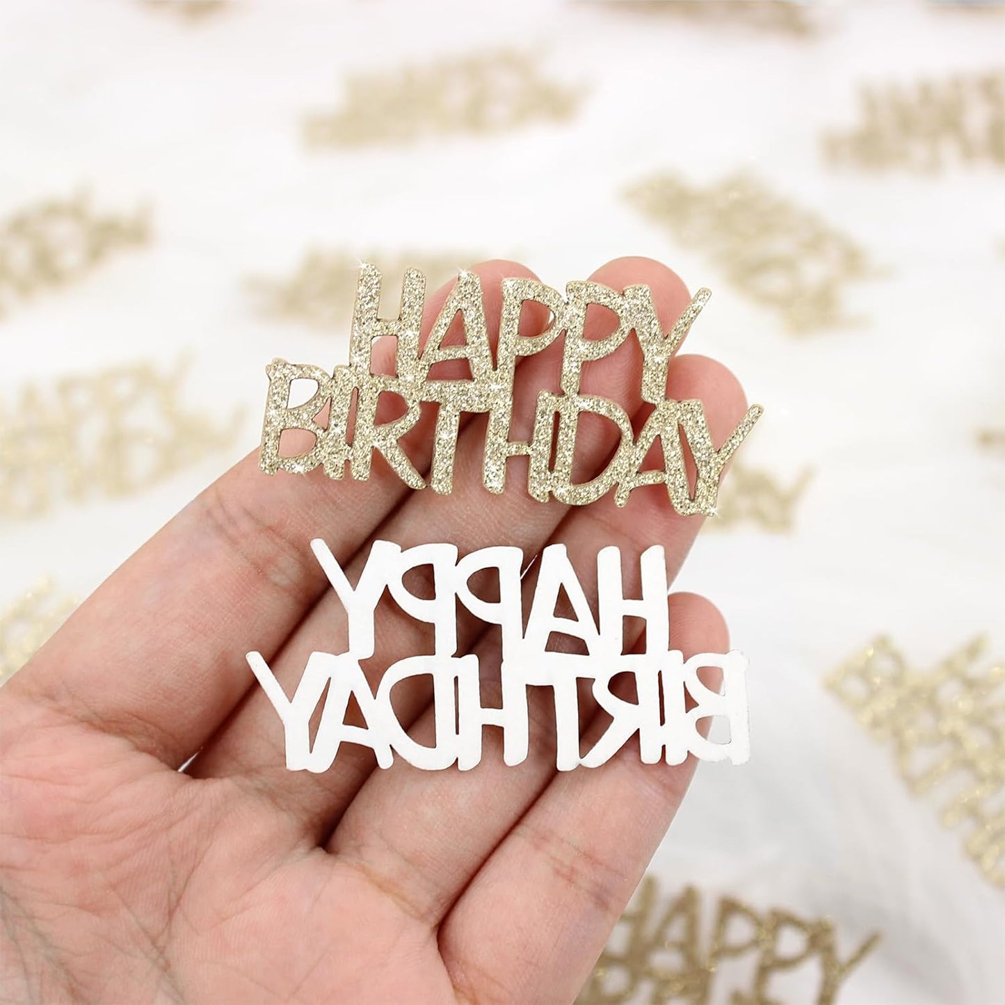 Pink Happy Birthday Confetti - Girl Birthday Party Decorations - Light Pink Glitter Scatters for Baby Girl Party Table Decor Supplies - 100PC