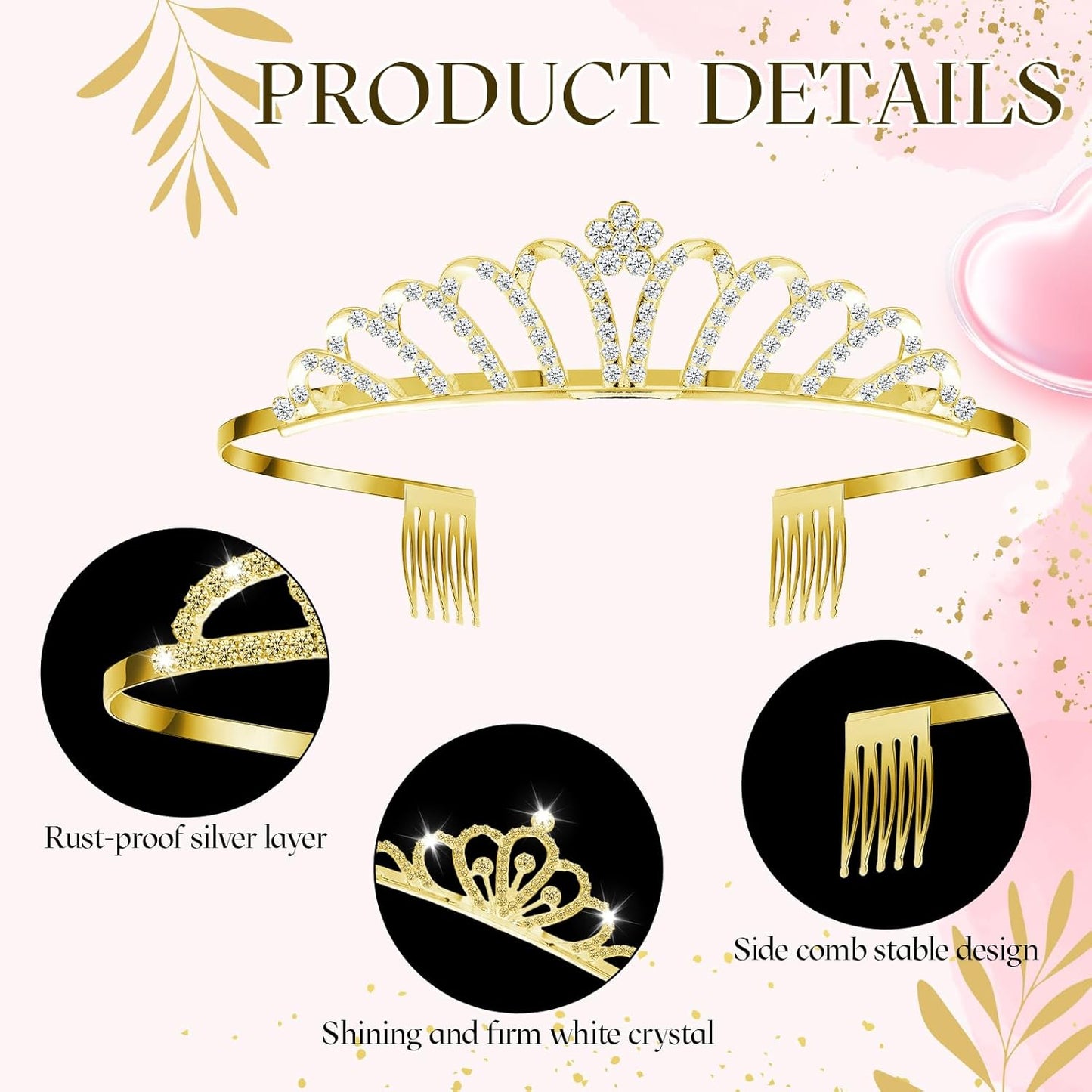 24 Pcs Crystal Tiara Crowns for Women Bulk Rhinestone Princess Headband Crown with Combs Tiaras for Pageant Bridal Shower Wedding Birthday Prom Party Gifts