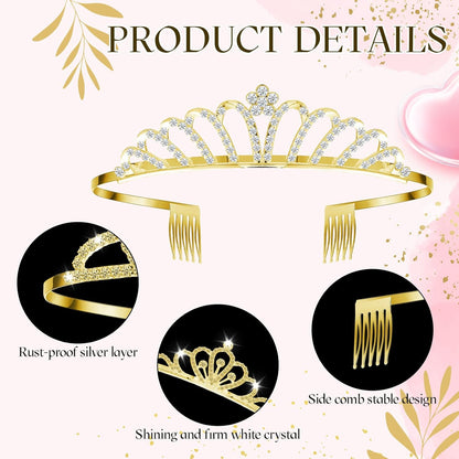24 Pcs Crystal Tiara Crowns for Women Bulk Rhinestone Princess Headband Crown with Combs Tiaras for Pageant Bridal Shower Wedding Birthday Prom Party Gifts