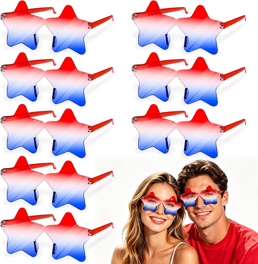 12 Pairs Star Sunglasses 4th of July Accessories 250th Anniversary Red White and Blue Transparent Eyewear USA Patriotic Party Supplies American Flag Favors Women Men Teen Independence Memorial Day