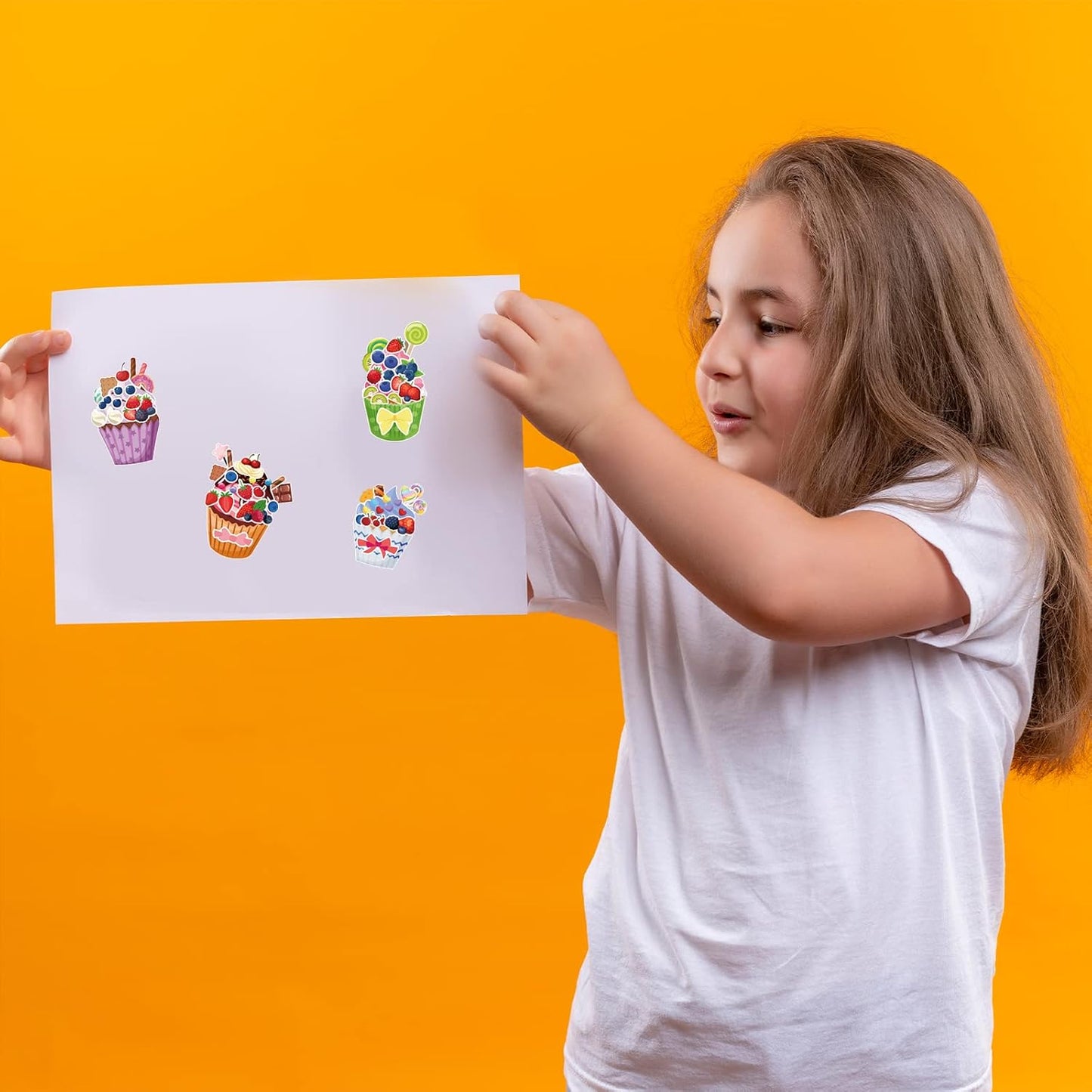 24 Sheets Cupcake Make a Face Sticker Sheets for Kids Todders Activities, Make Your Own Stickers for Kids Birthday Party Favor Supplies Craft
