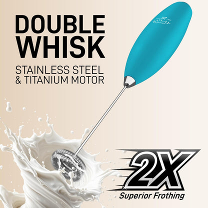 Zulay Kitchen Powerful Milk Frother AA Batteries Included – Ultra Fast Handheld Drink Mixer with Stainless Steel Whisk Stirrer for Coffee, Protein, Matcha & More, Frother Wand Electric Frothmate Black - Colors E