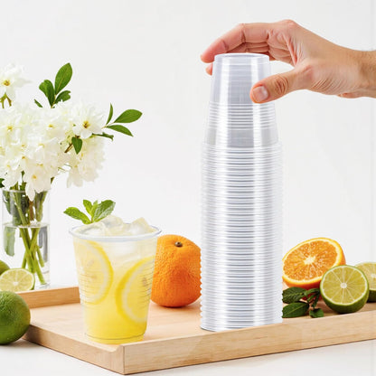 Clawsoff 500 Pack 9 oz Plastic Cups, Disposable Drinking Cups, Water Cups Plastic Clear Cups for Party, Wedding, Graduation, Travel, Holiday, Events, Birthday,Cold,Hot