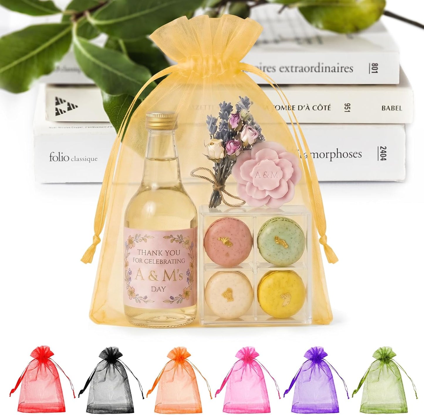 ANZNKU 50PCS Organza Bags 6x9 Large White Gift Bags for Candy Goodie Sachet Jewelry, Mesh Bag Drawstring Sheer Packaging Pouches for Wedding Favors Mother's Day Birthday Party Baby & Bridal Shower