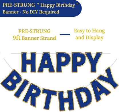 Happy Birthday Banner - 9ft Pre-Strung Happy Birthday Sign for Women, Men, Girls, Boys - No DIY Birthday Decorations & Party Supplies(Macaron)