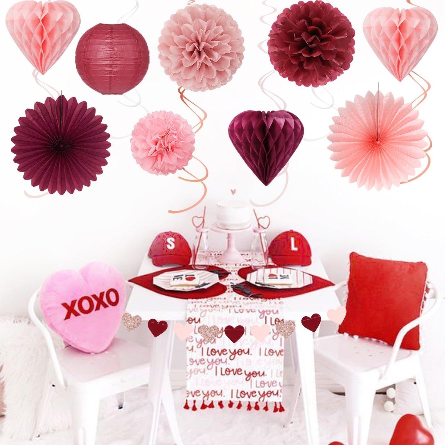 2026 Blue Class-Congratulations Prom Graduation Party-Decorations - 22pcs High School College Grad Supplies Decor,Royal Navy White Silver Tissue Pom Poms Streamers, Paper Flowers Lanterns Hugmoon