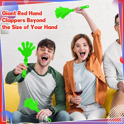 4 Pieces Jumbo Hand Clappers 11 Inch Noise Makers Party Favors Giant Large Hand Clappers Noise Makers for Sporting Events Cheers Ball Dance Basketball Football Noisemakers (Red)
