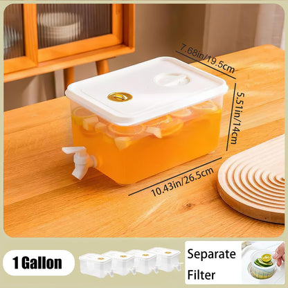 1 Gallon Beverage Drink Dispenser for Fridge, Plastic Beverage Dispenser with Spigot，Juice Container Sealed with Filter Screen，Cold Hot Drink Jug for Christmas Party Supplies (2PCS 1Gallon)