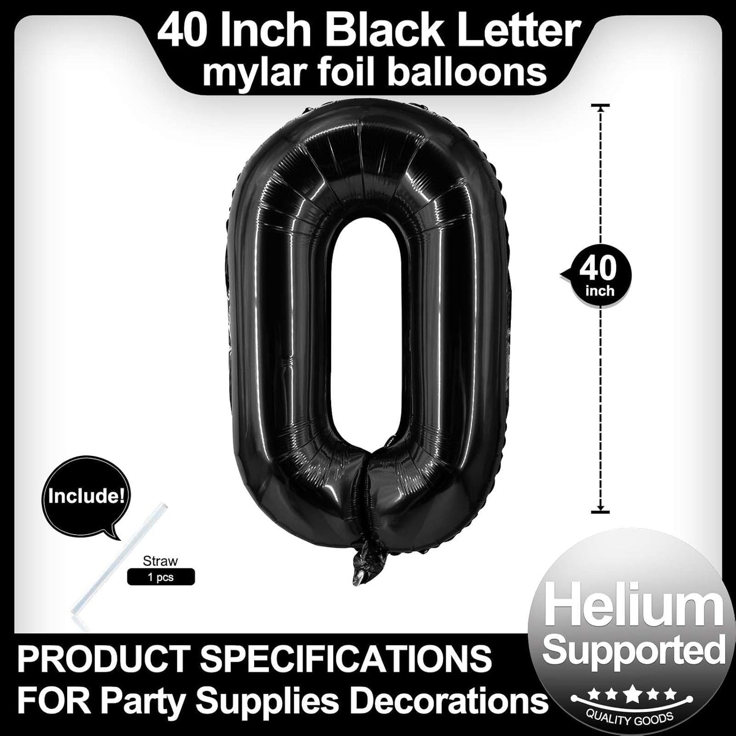 40 Inch Black Letter A Balloons, DIY Phrase Foil Alphabet Letter A Balloons DIY Word A Banner for Birthday Anniversary Celebration Graduation Party Supplies Decoration