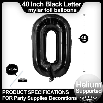 40 Inch Black Letter A Balloons, DIY Phrase Foil Alphabet Letter A Balloons DIY Word A Banner for Birthday Anniversary Celebration Graduation Party Supplies Decoration
