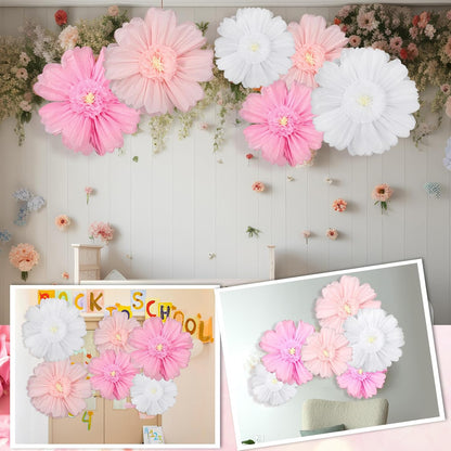 Giegxin 20 Pcs 31.5'', 23.6'', 11.8'', 9.8'' Pink Giant Paper Flower Boho Large Tissue Flower for Wall Pink Pom Pom Floral Decoration for Wall Wedding Bridal Shower Classroom Tea Party Birthday Decor