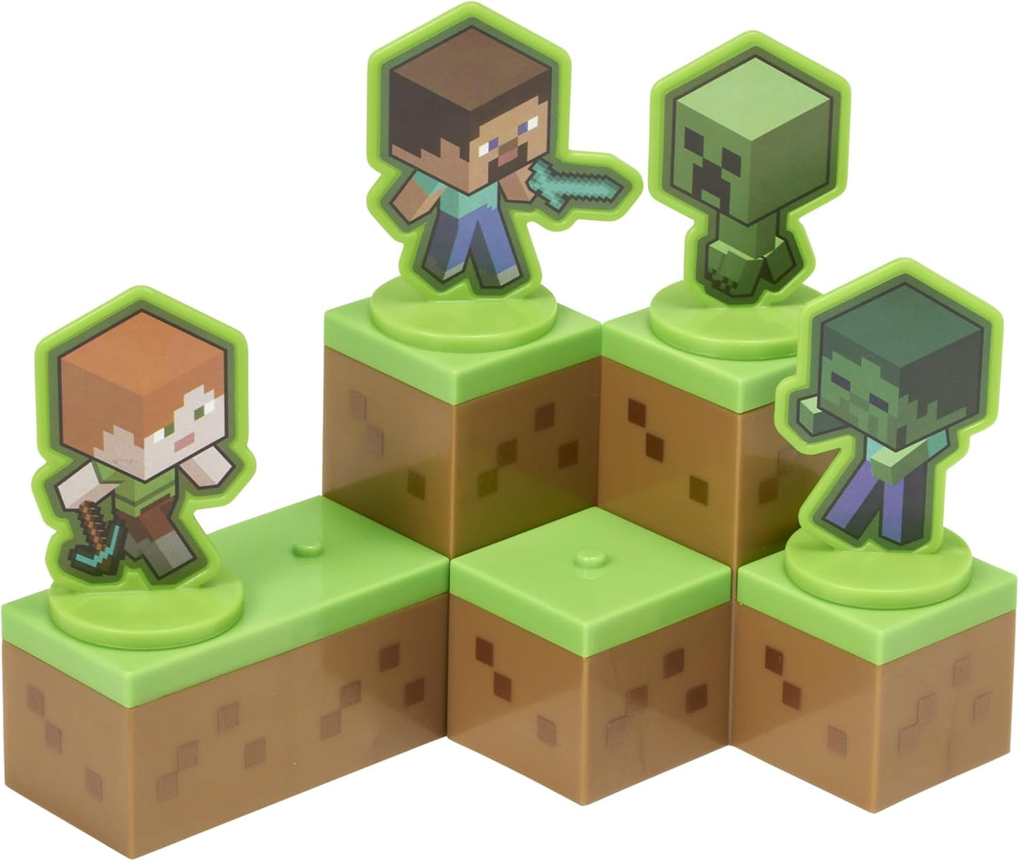 DecoPac Minecraft Lush Finds Rings, Cupcake Decorations Featuring Creeper, Alex, Steve and Axolotl! Multicolored 3D Food Safe Cake Toppers – 24 Pack