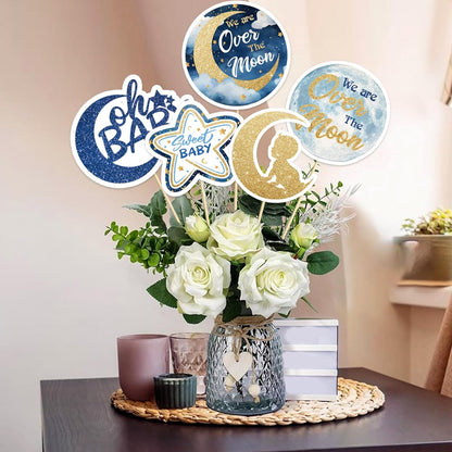 Beautiful Butterfly Centerpiece Sticks - Floral Baby Shower or Birthday Table Toppers - Butterfly Themed Gender Reveal Bridal Shower Party Decoration- Set of 15