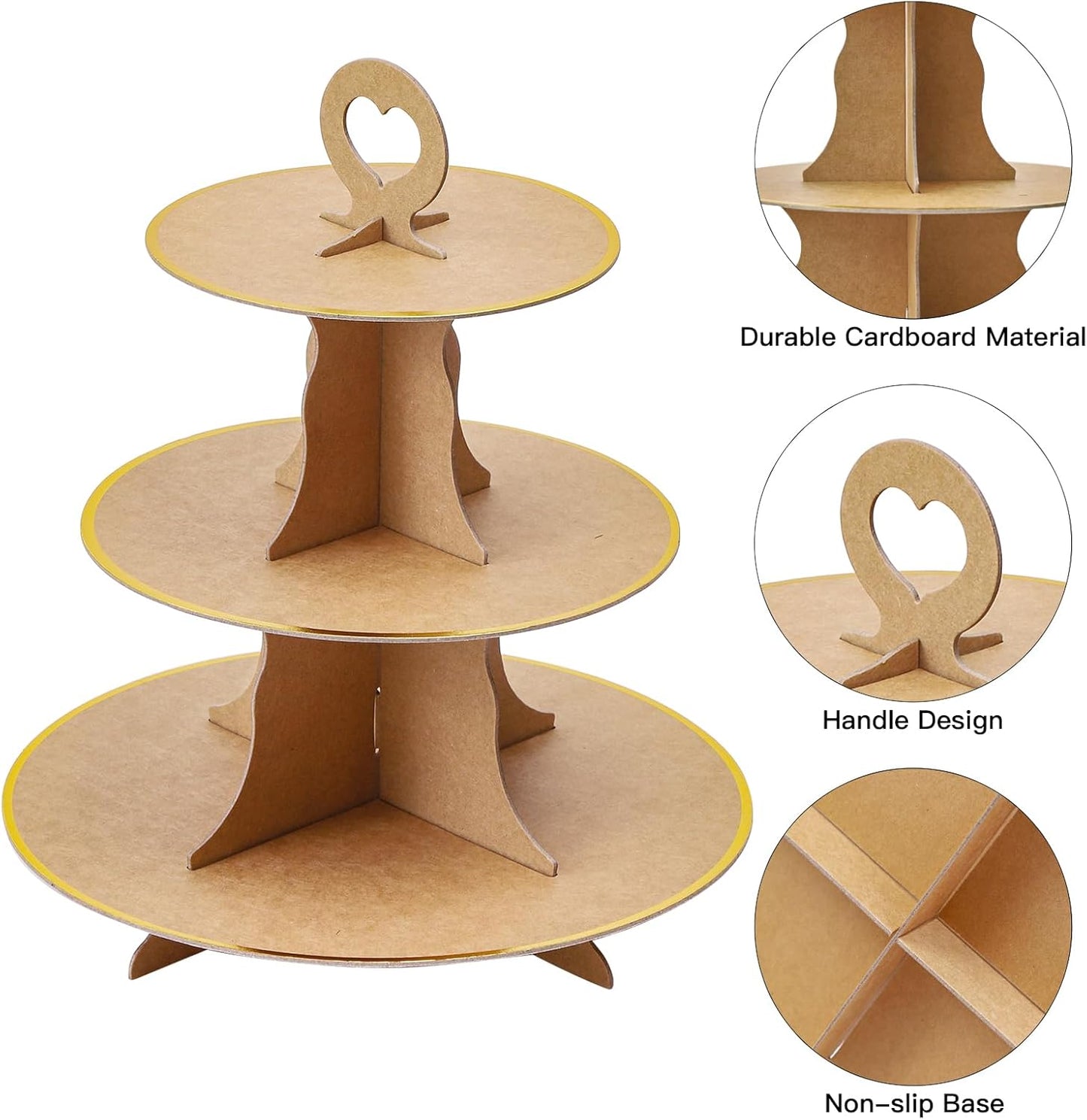 Soleebee 3-Tier Round Cupcake Stand, Cardboard Cupcake Tower, Dessert Cup Cake Stand Tower for Birthday Wedding Party Decoration, Cupcake Tier Stand 1 Set (Hot Pink)