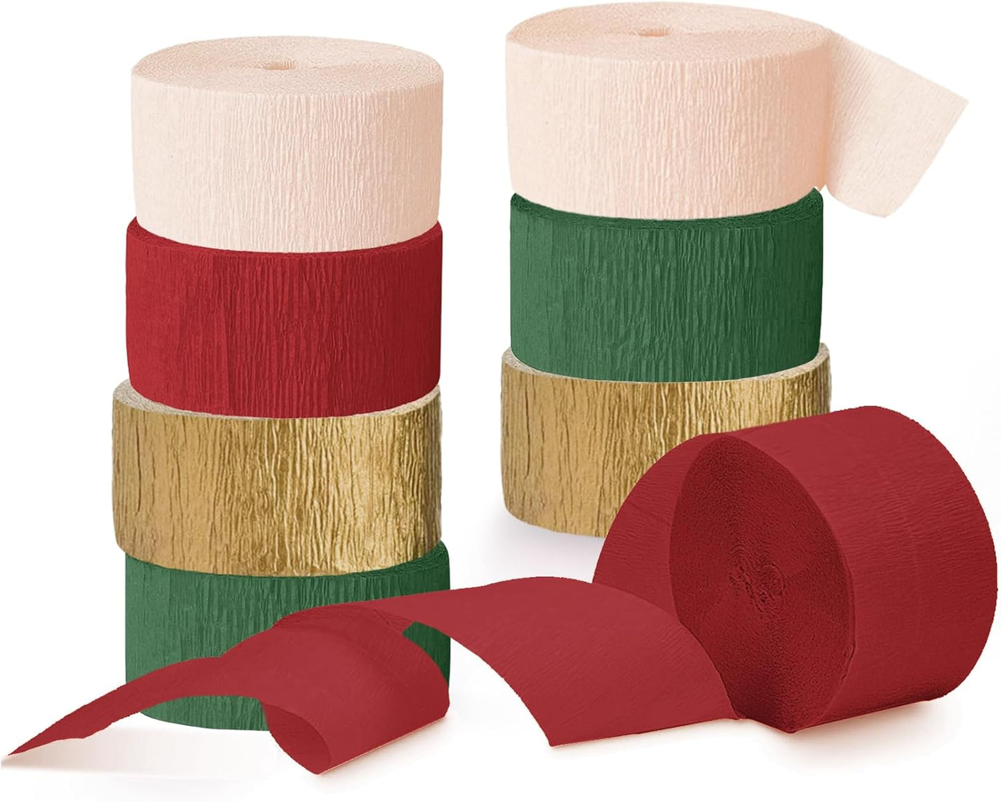 NICROHOME EUR Wedding Party Decorations, 8 Rolls Moss Sage Green Pink Crepe Paper Streamers for Boho Baby Shower, Wedding, Engagement Party, Spring Party, Birthday Party Supplies, 82 ft Long