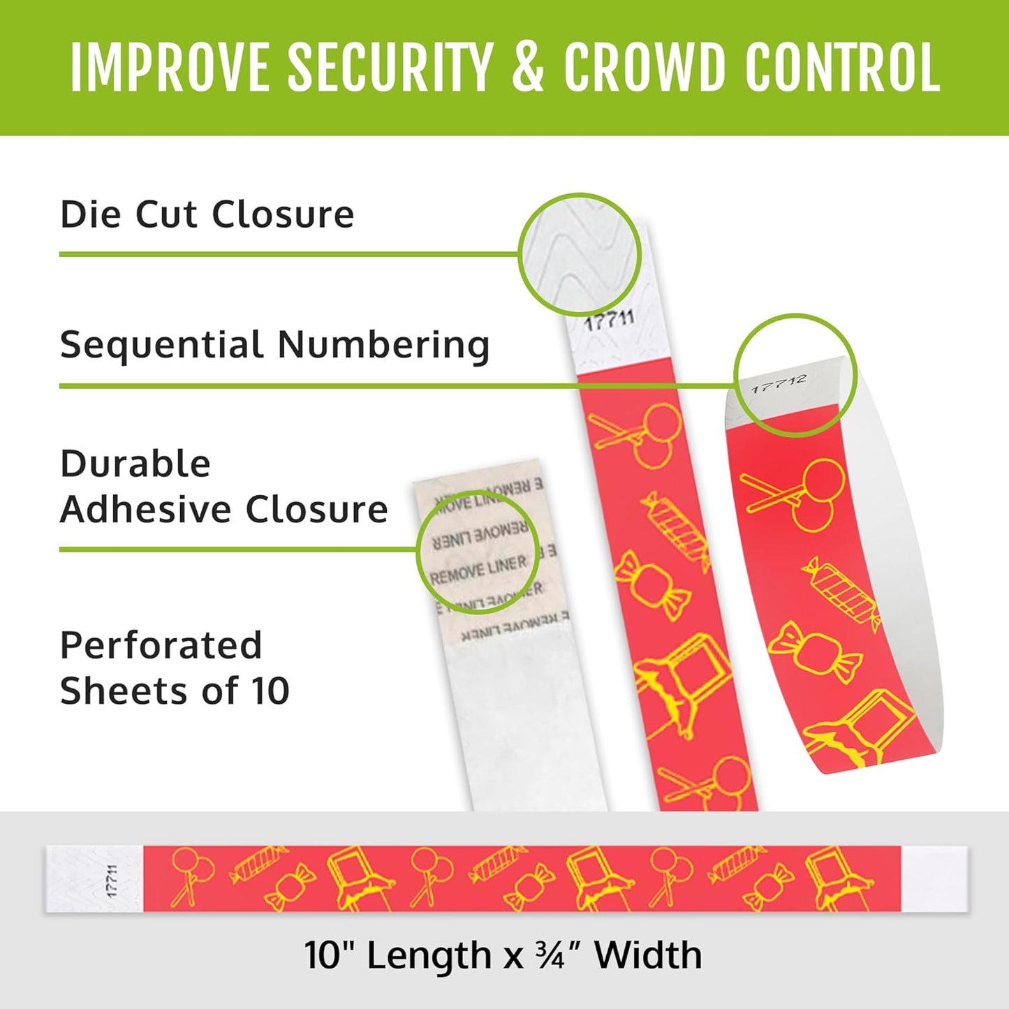 500 WristCo Swimming Pool Tyvek Wristbands for Events – Security Cuts & Tamper-Proof Design to Prevent Reuse – Premium-Grade Bracelets for Hospital & Medical ID, Party & VIP Identification