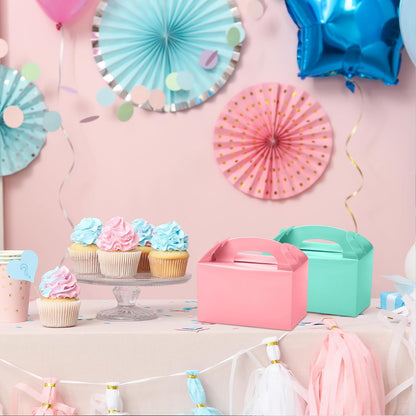MIMIND 32 Pack Rainbow Party Favor Boxes Gable Treat Boxes with Handles 6 x 3.5 x 3.5 Inches Gift Birthday Goodie Boxes for Cookies Candies for Wedding Baby Shower Party Supplies