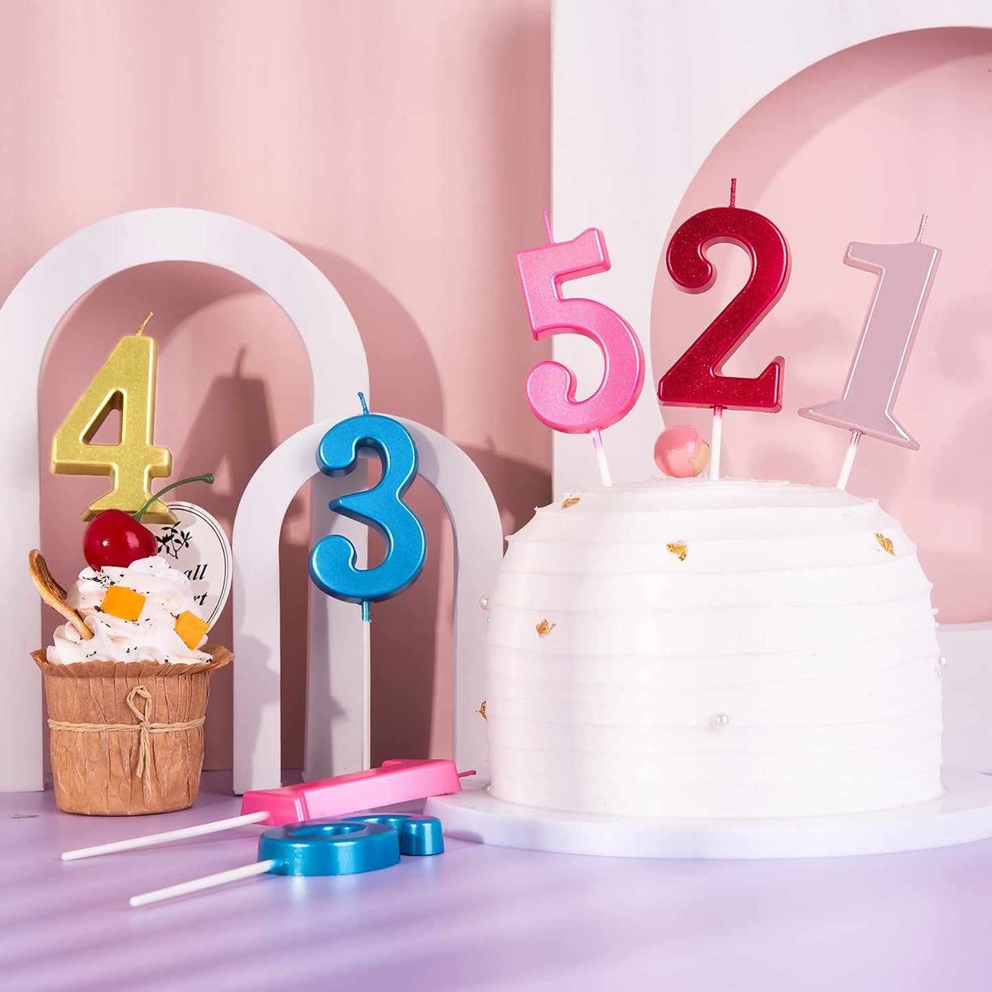 PHD CAKE 2.76 Inch Elegant Gold 1 Number Birthday Candles, Gold Number Candles, Cake Number Candles, Party Celebration