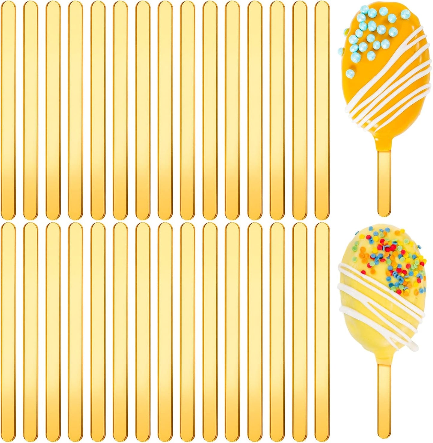 30 Pieces Acrylic Sticks Reusable Cakesicle Cake Pop Mold Mirror Ice Pop Sticks Ice Cream Cakesicle Mold for Home Cake Candy Gifts Party Craft