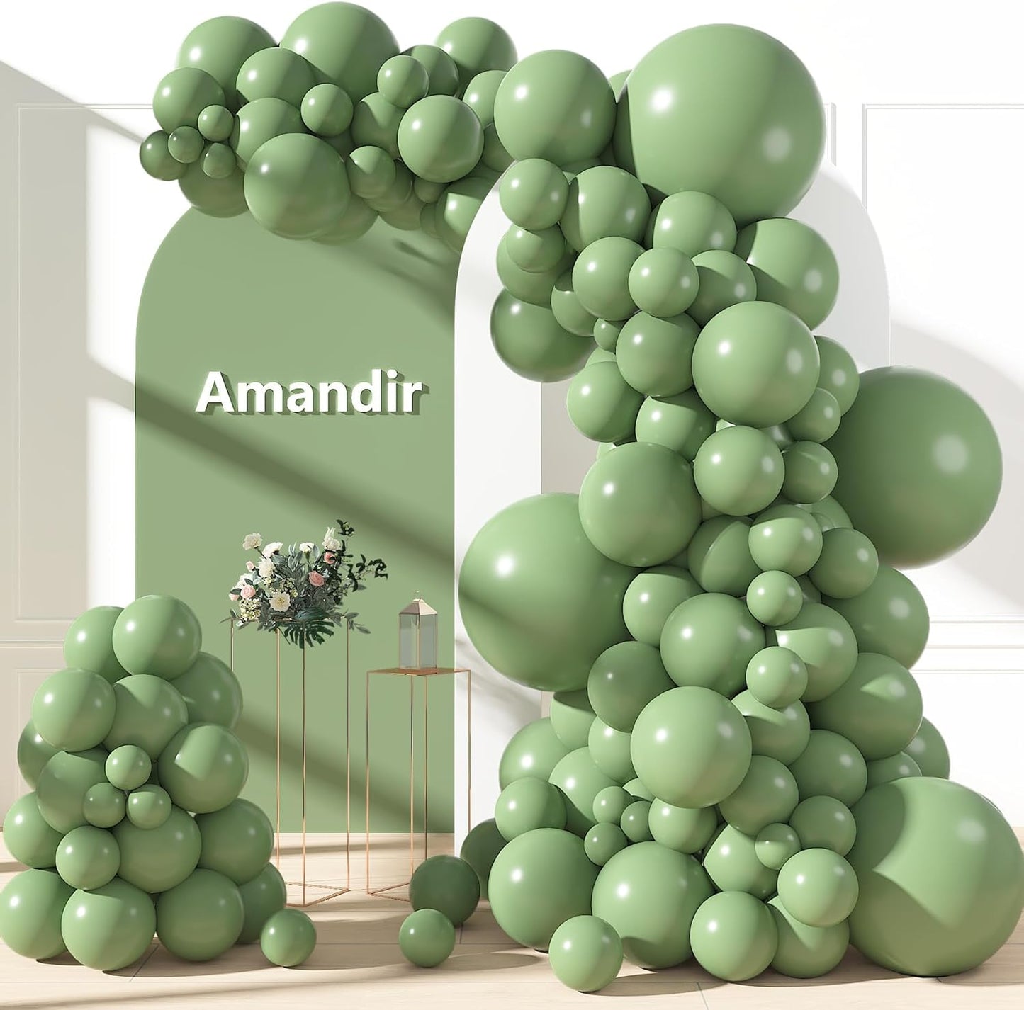 Amandir 153pcs White Sand Balloons Arch Garland Kit Different Sizes 18 12 10 5 Inch Cream Beige Sand White Latex Balloon for Birthday Boho Neutral Baby Shower Wedding Anniversary Party Decorations