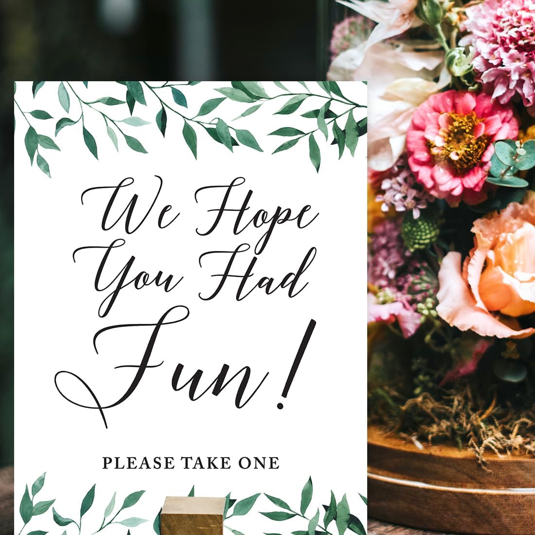 Andaz Press Wedding Party Signs, Natural Greenery Green Leaves, 8.5x11-inch, Bridal Shower Scavenger Hunt, 1-Pack - Colors B