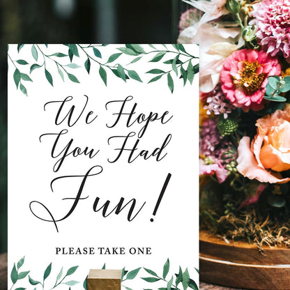 Andaz Press Wedding Party Signs, Natural Greenery Green Leaves, 8.5x11-inch, Bridal Shower Scavenger Hunt, 1-Pack - Colors B