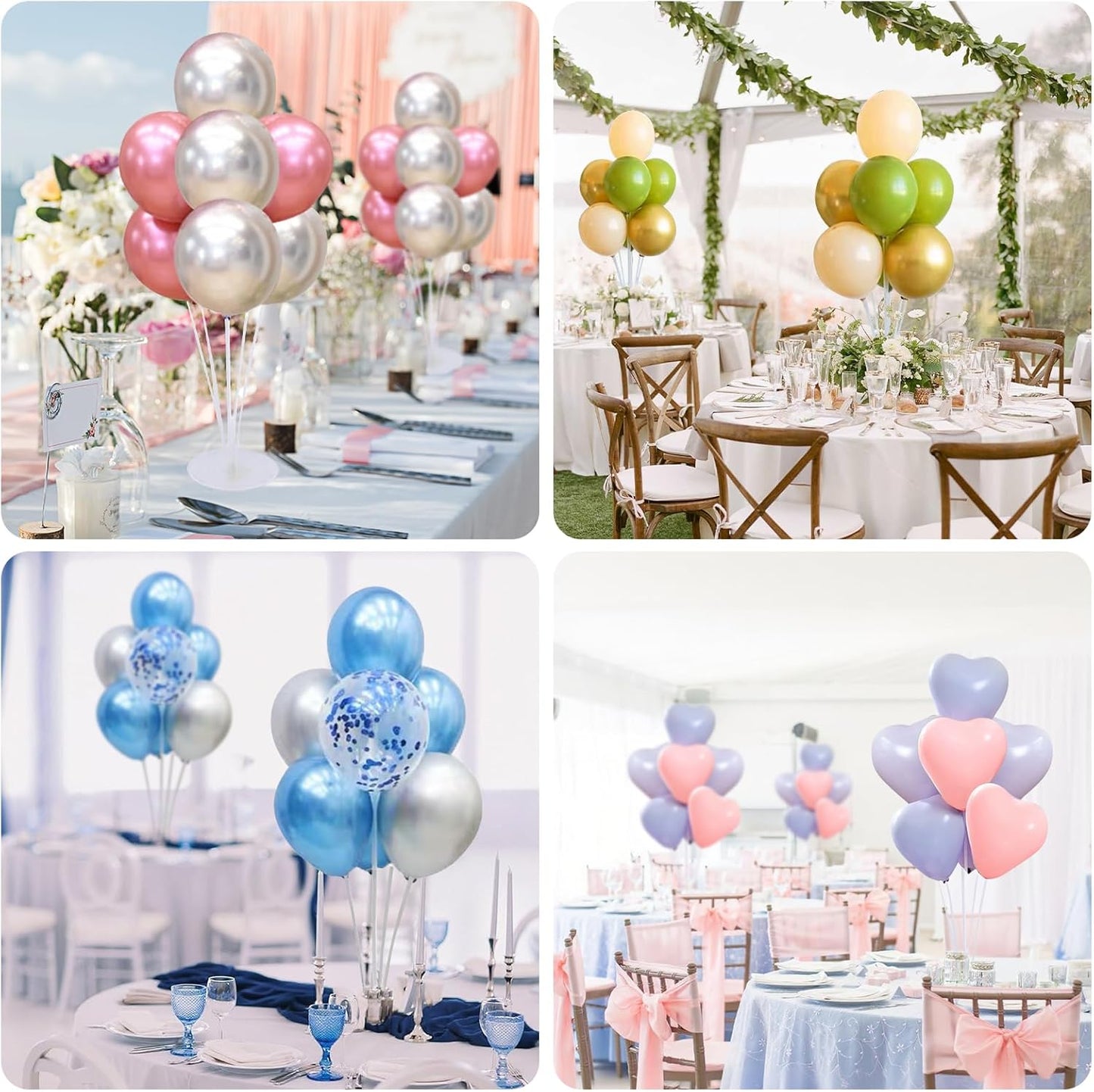 Balloon Stand Kit For Table - 4 Sets Balloon Sticks with Base For Birthday Graduation Party Decorations