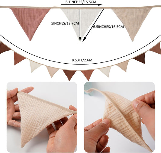 Pennant Banner Bunting Flags Multicolor, Garland Triangle Banners Fabric for Boho Shower Wedding Party Decorations Nursery Playroom Decor(Pastel)