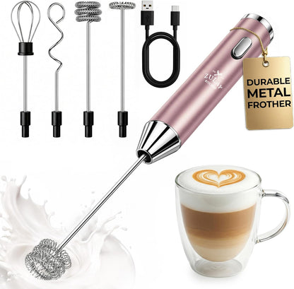 Zulay Kitchen Powerful Milk Frother Wand With Duracell Batteries - Ultra Fast Handheld Drink Mixer - Electric Whisk Foam Maker for Coffee, Lattes, Cappuccino & Matcha - Z1 Motor - Black - Colors B