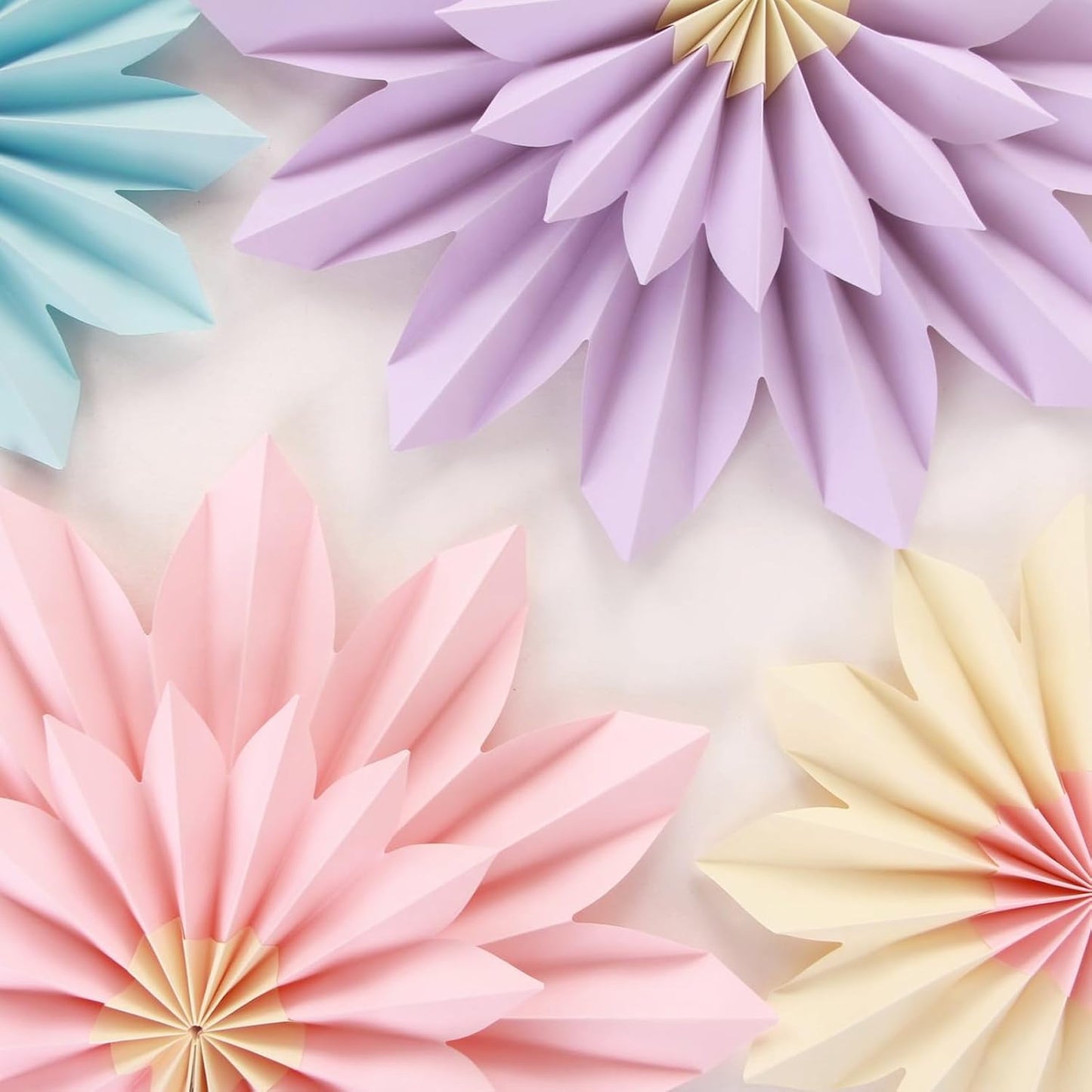 PAPER JAZZ Paper Flowers with Paper Fan Boho Hanging Decor Artificial Flowers Decorations for Wall Pink and Orange Party Decorations for Classroom, Beach Party, Summer Birthday Party Pack of 11.