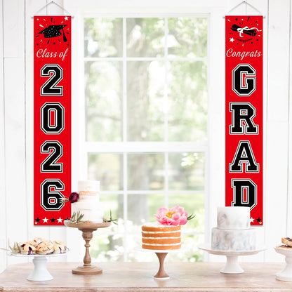 DAZONGE 2026 Graduation Decorations Blue, Congrats Grad Porch Banner for Any Schools or Grades 2026 Graduation Party Decorations