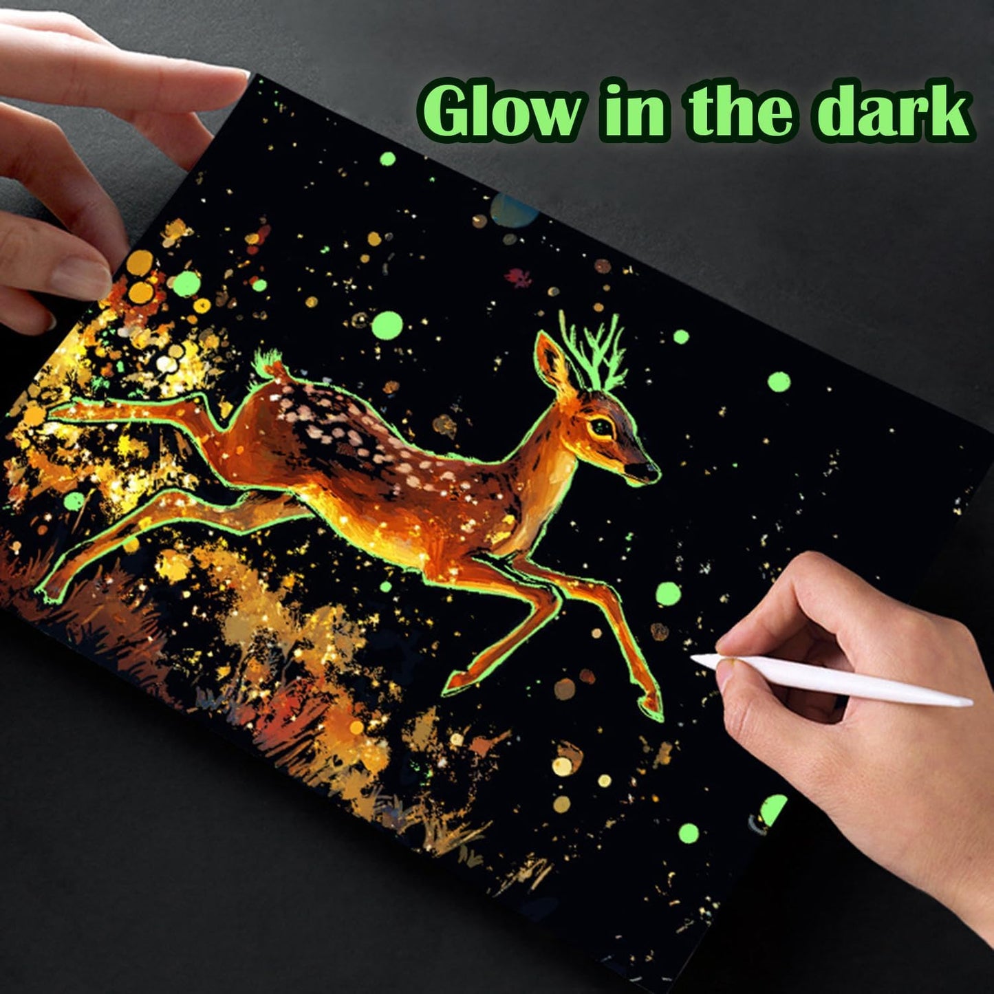 Georgie Porgy Scratch Paper Art Set for Kids Adults Magic Rainbow Scratchboards for DIY Arts and Crafts Kits Christmas Birthday Gift with Scratching Tools Kit (A4-Noctilucent Whale + Sea World)