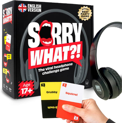 Sorry What Game - Uncensored Lip Reading Party Games for Adults - Based On The Headphone Challenge TikTok Trend - 2+ Players 40,000 Funny Phrase Combos - Adult Games for Game Night (Ages 17+)