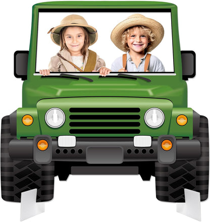 35x31 Inch Foam Jungle Safari Photo Prop Jungle Adventure Party Decorations Safari Trunk Stand-up Photo Booth Frame Wild Animal Party Supplies for Zoo Adventure Theme Birthday Baby Shower Supplies