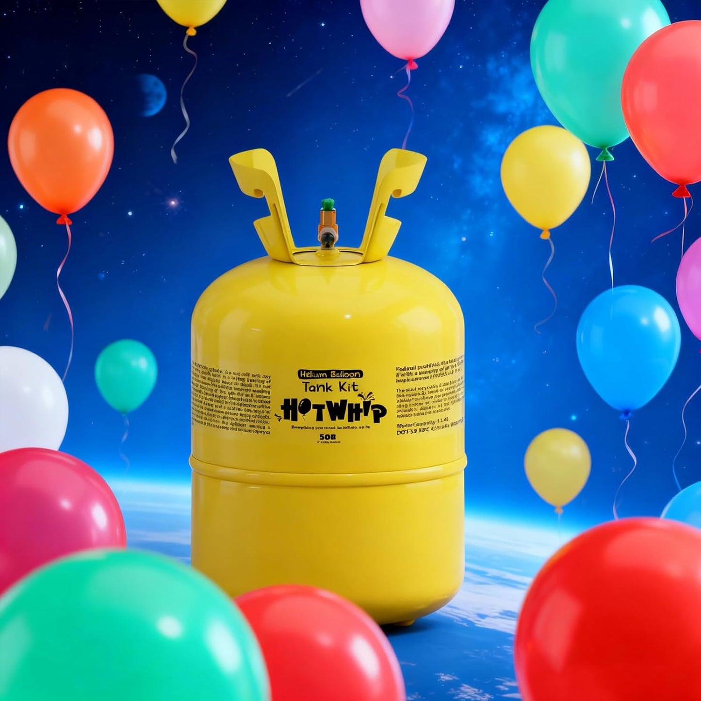 13L Helium Tank Up To 50 Latex Balloons, Helium Tank For Balloons At Home, 100ML Balloon Protection Fluid, 50 Latex Balloons And Ribbons Included, 1 Helium Tank