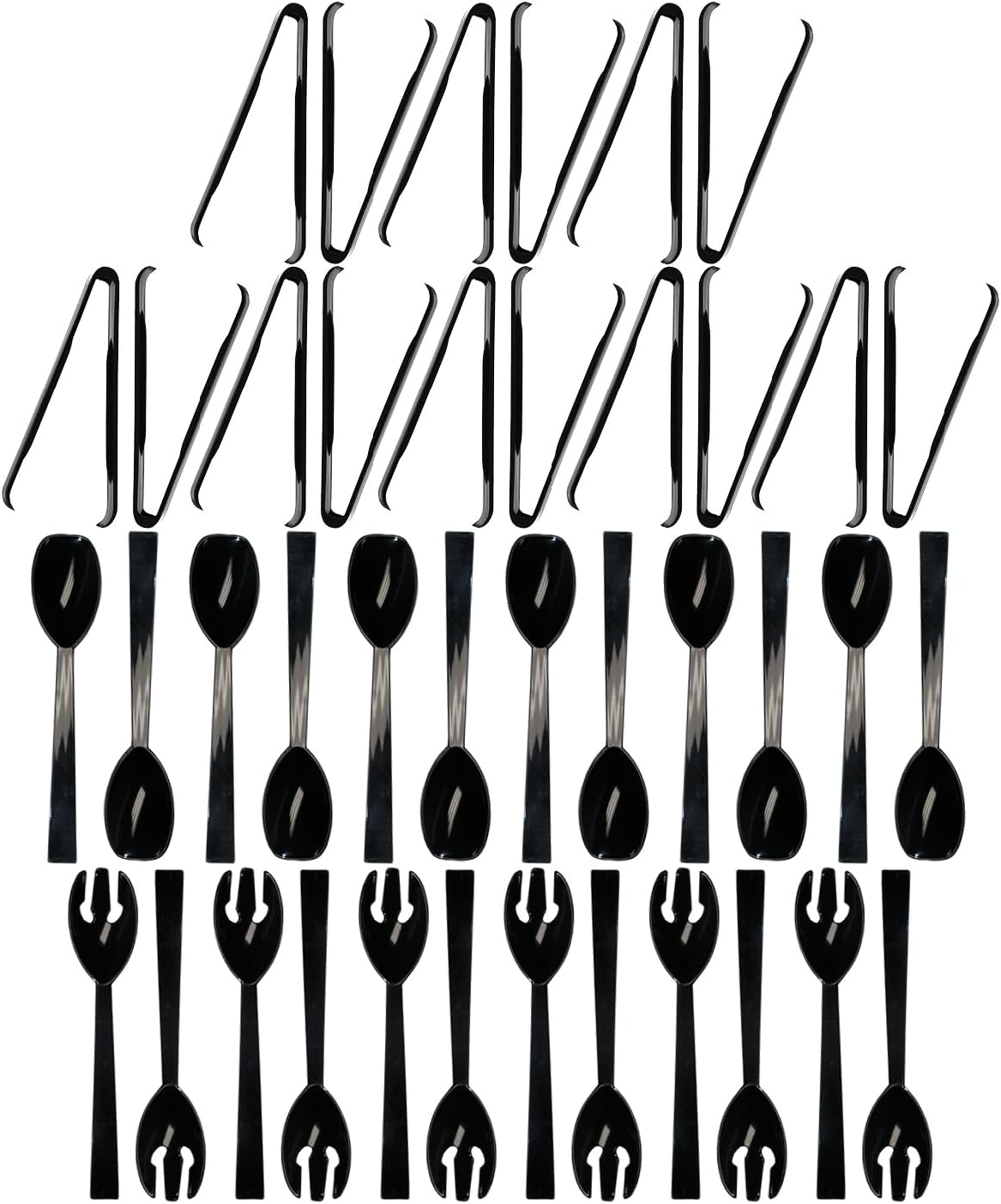 Party Essentials Plastic Party Buffet Serving Utensils Kit, Spoons/Forks/Tongs, 20-Piece, Clear