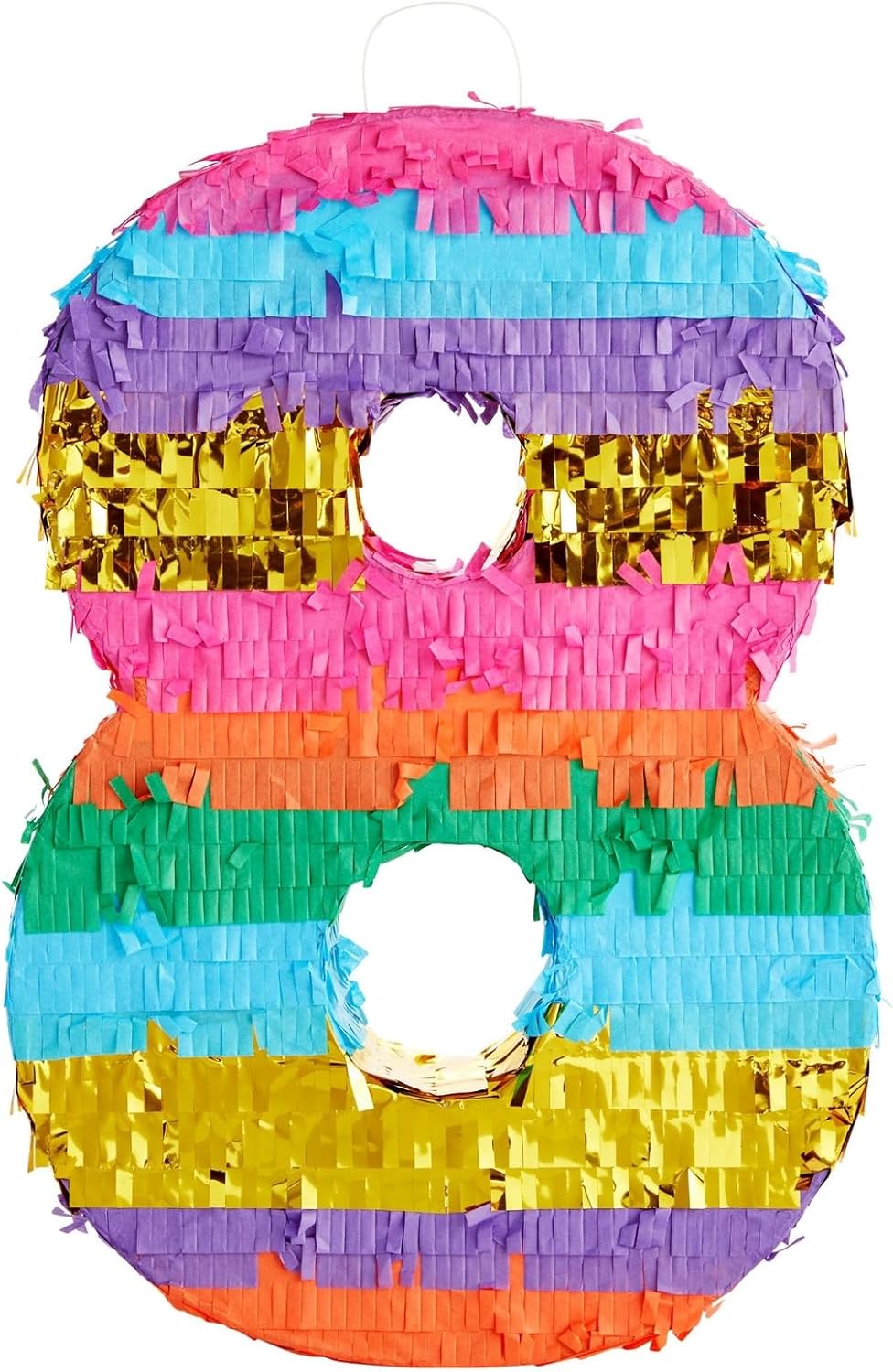 BLUE PANDA Rainbow Number 6 Pinata - Sturdy Corrugated Build & Easy Hang for Fiesta Party - Candy Filled 6th Birthday Party Surprise - Vibrant Tie-Dye Items for Kids - Small (16.5x11x3 In), Blue/White
