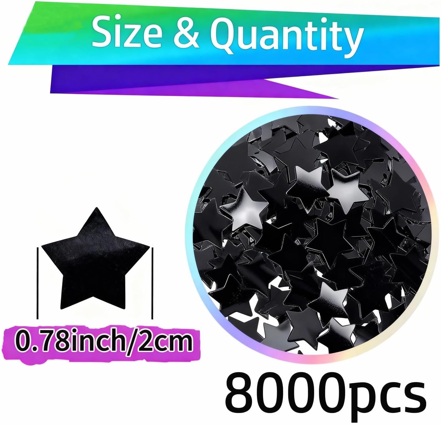 Rainbow Metallic Foil Star Confetti 0.78inch/2cm 8000PCS Table Confetti for Party Birthday Decoration or Filled Balloons