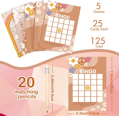 Yinder 145 Pcs Baby Shower Games Activities Cards with 20 Pencils Includes Baby Bingo Description and Wishes Guess Who Price is Right Word Scramble Game(Here Comes the Son)