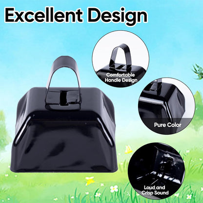Cow Bells Noise Makers Red Cheering Bell for Sporting Events: 12 Pcs Metal Cowbells with Handle - Small Loud Bell Bulk Hand Percussion for Football Games Graduation Weddings-Red