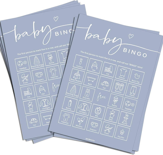 GardenCity Baby Shower Bingo Game for Girl (50 Unique Cards), Pre-Filled Fun Baby Shower Game Activity, Perforated Calling Cards, Gender Neutral, Pink