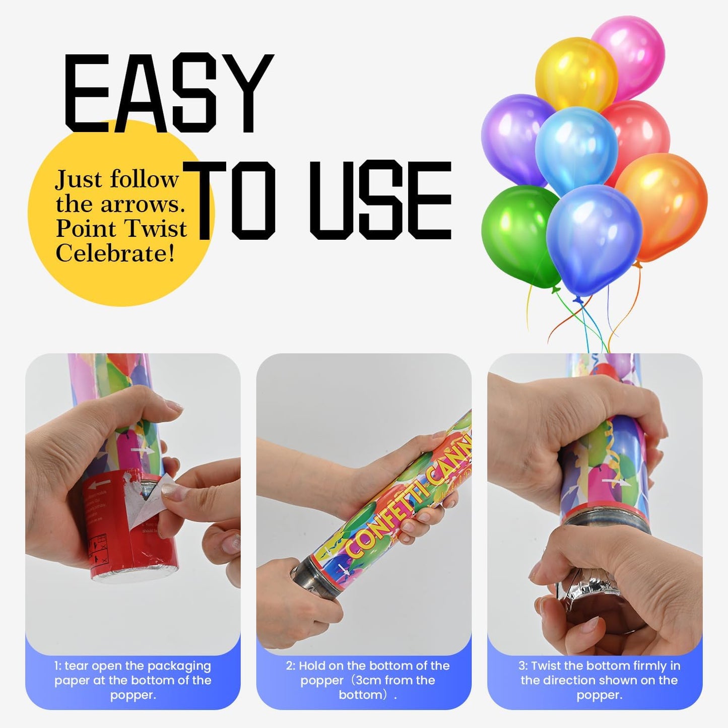 Confetti Cannon Gold Party Poppers 12 Pack Party Cannon Confetti Shooters for Celebrations Wedding Birthday Graduation Golden Foil 12 inch Confetti Poppers for Christmas New Year Eve Parties Supply