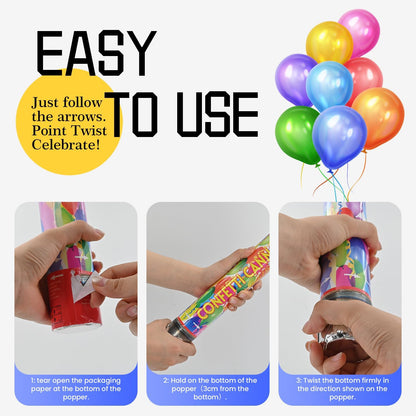 Confetti Cannon Gold Party Poppers 12 Pack Party Cannon Confetti Shooters for Celebrations Wedding Birthday Graduation Golden Foil 12 inch Confetti Poppers for Christmas New Year Eve Parties Supply