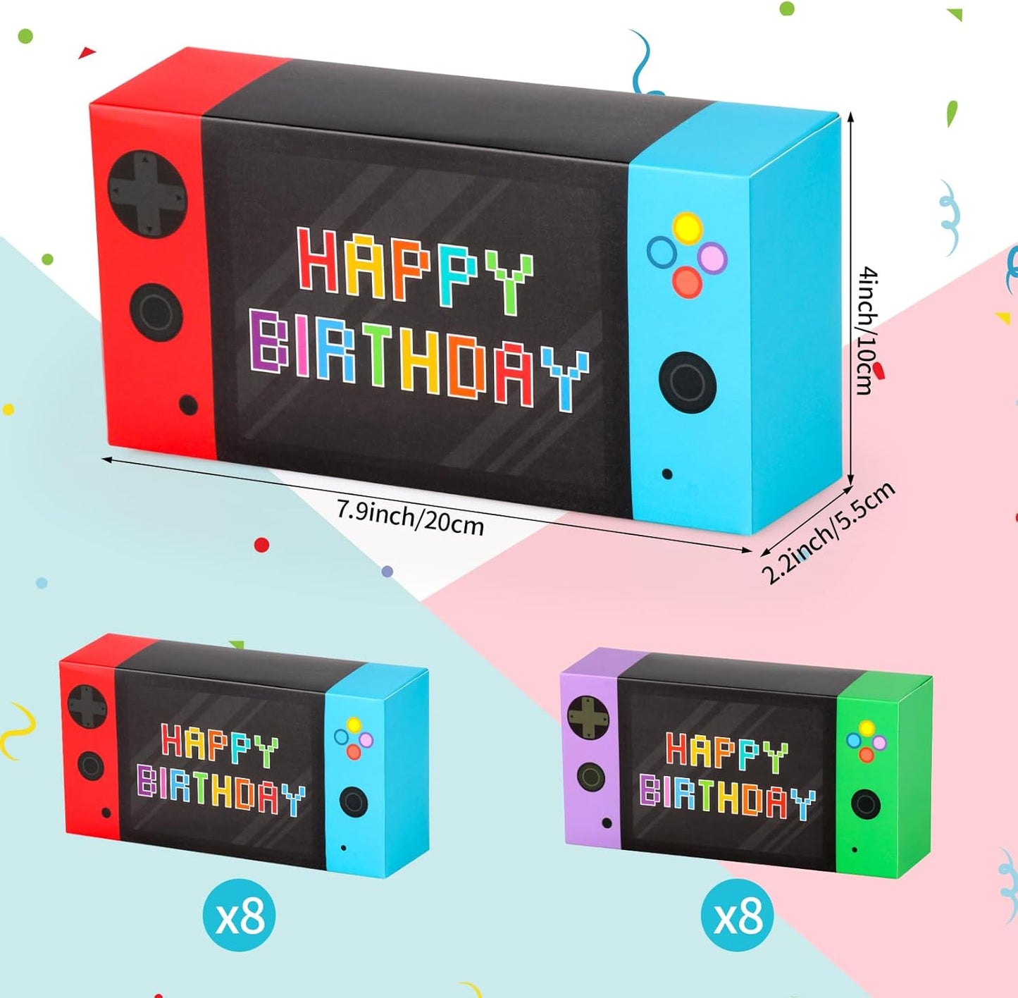 Video Game Party Decorations 16 Pack Video Game Party Favor Boxes Happy Birthday Game Paper Party Boxes for Kids Boys 8-12 Video Game Birthday Party Decorations Supplies Goodie Treat Candy Gift Bags