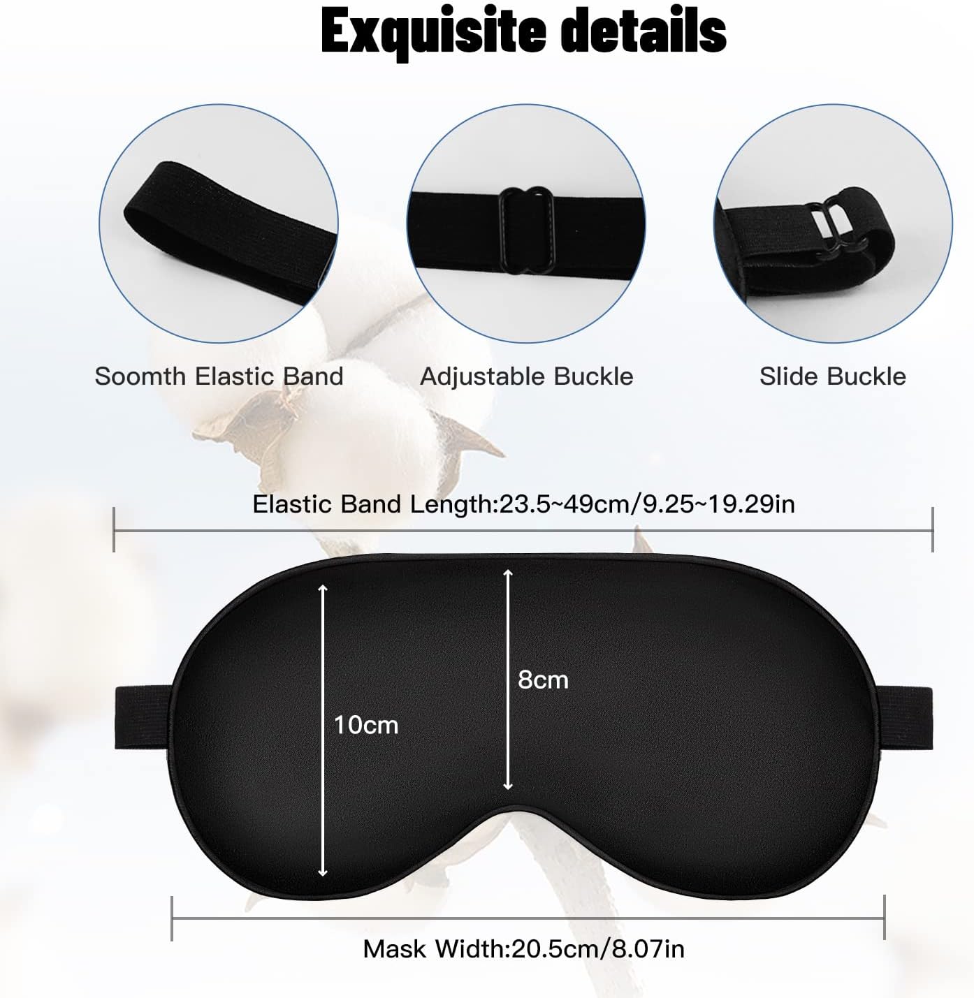Silk Eye Mask with Adjustable Strap, Satin Blackout Sleeping Mask for Men&Women, Comfortable Blindfold Eyeshade for Night Sleep(Blue)