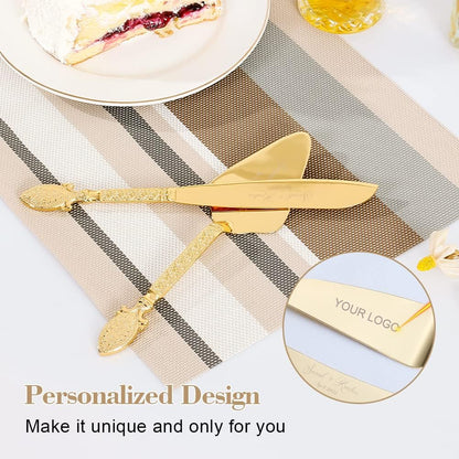 Cake Cutting Set for Wedding, Personalized Gold Cake Knife and Server Set, Custom Cake Serving Set, Engraved Pastry Pie Server Cake Pizza Cutter, Birthday Bridal Gift (F-Classic)