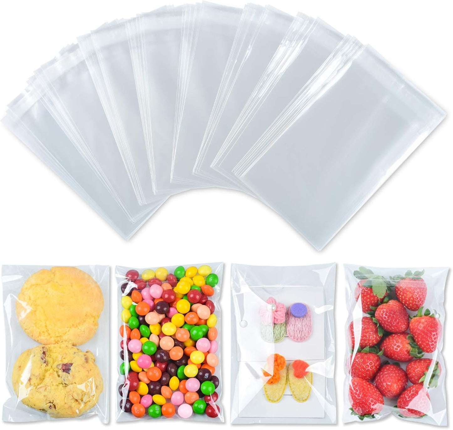 350 Pcs 4x6" Clear Cookie Treat Bags, Self-Sealing Resealable Cellophane Dessert Wrapper - Perfect for Gift Giving & Party Favors