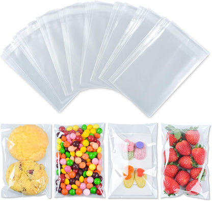 350 Pcs 4x6" Clear Cookie Treat Bags, Self-Sealing Resealable Cellophane Dessert Wrapper - Perfect for Gift Giving & Party Favors