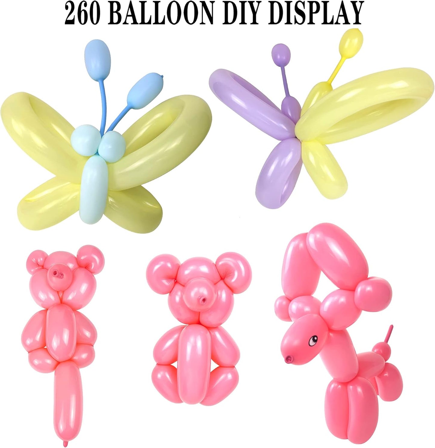 LXZFCRG Long Balloons with Pump, Premium Latex Twisting Balloons animal kit, Birthday Gifts for Girls and Boys Arts and Crafts Pastel Color 100Pcs