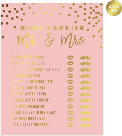 Andaz Press Blush Pink and Metallic Gold Confetti Polka Dots Bachelorette Party Bridal Shower Collection, Scavenger Hunt Game Cards, 20-Pack